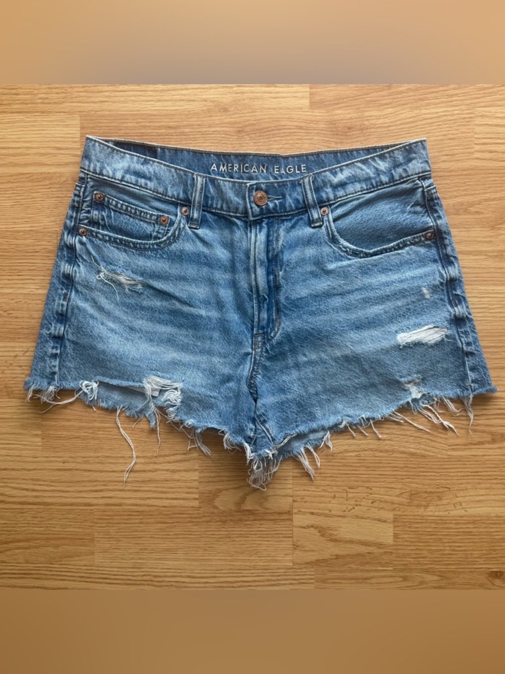 American Eagle ’90s Boyfriend Shorts Distressed Raw Hem Denim Shorts Size 6